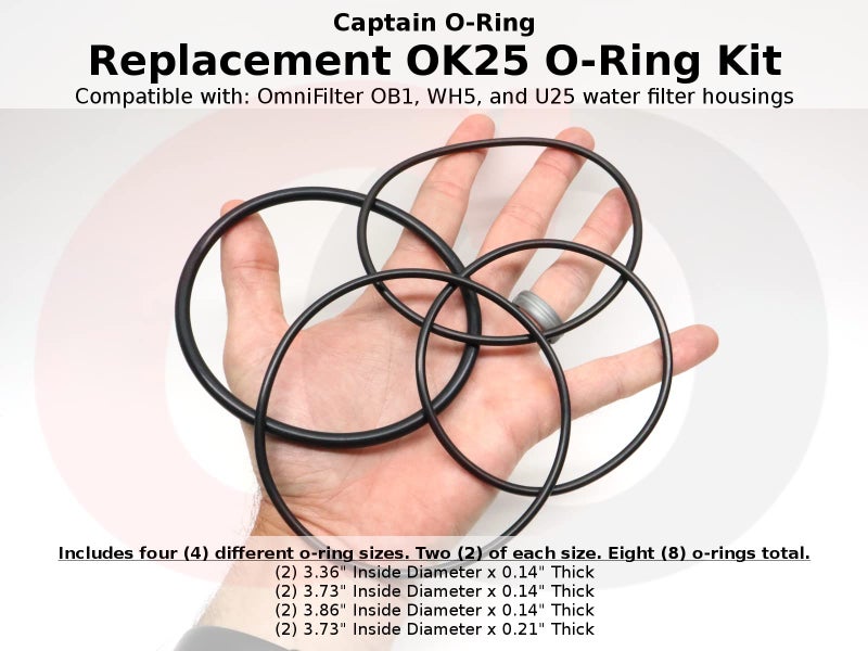 Captain O-Ring - Replacement OK25 O-Rings Compatible with OmniFilter OB1, WH5, U25 Water Filter Housings (2 Sets, 8 O-Rings) - Image 3